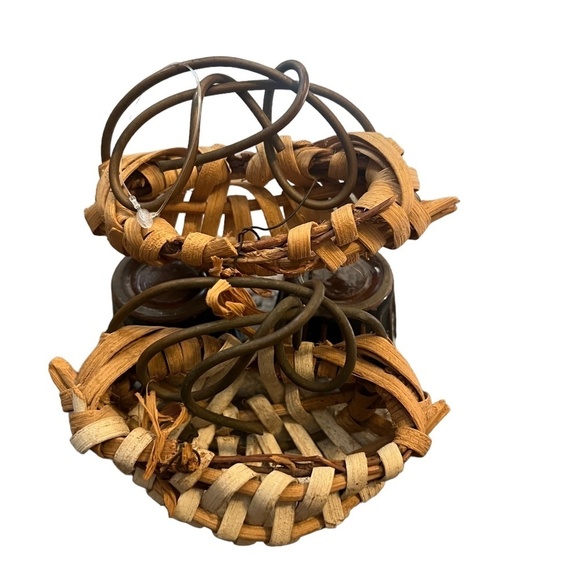 Set of 2 Early Antique Primitive Miniature Split Oak Buttocks Basket 2" - Picture 8 of 13